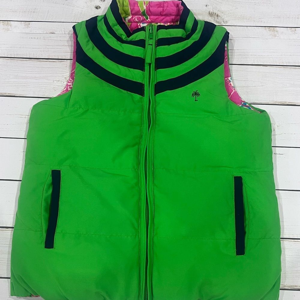 Lilly Pulitzer Puffer Vest Girls Reversible Floral Goose Down size 12